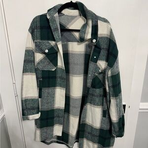Green and White Plaid Jacket